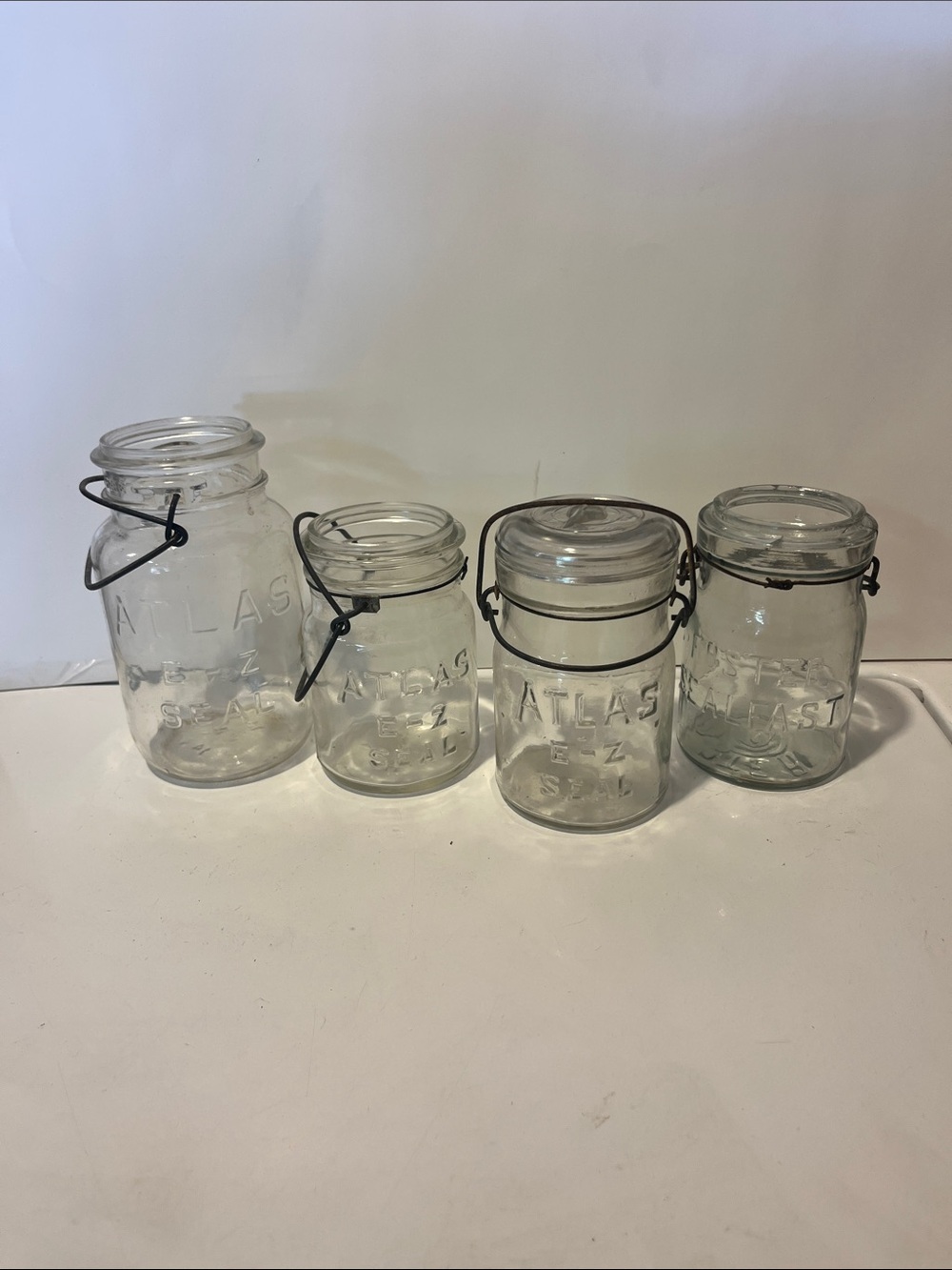 Vintage Clear Glass Vintage-Style Clip Top Jars - Set of 4